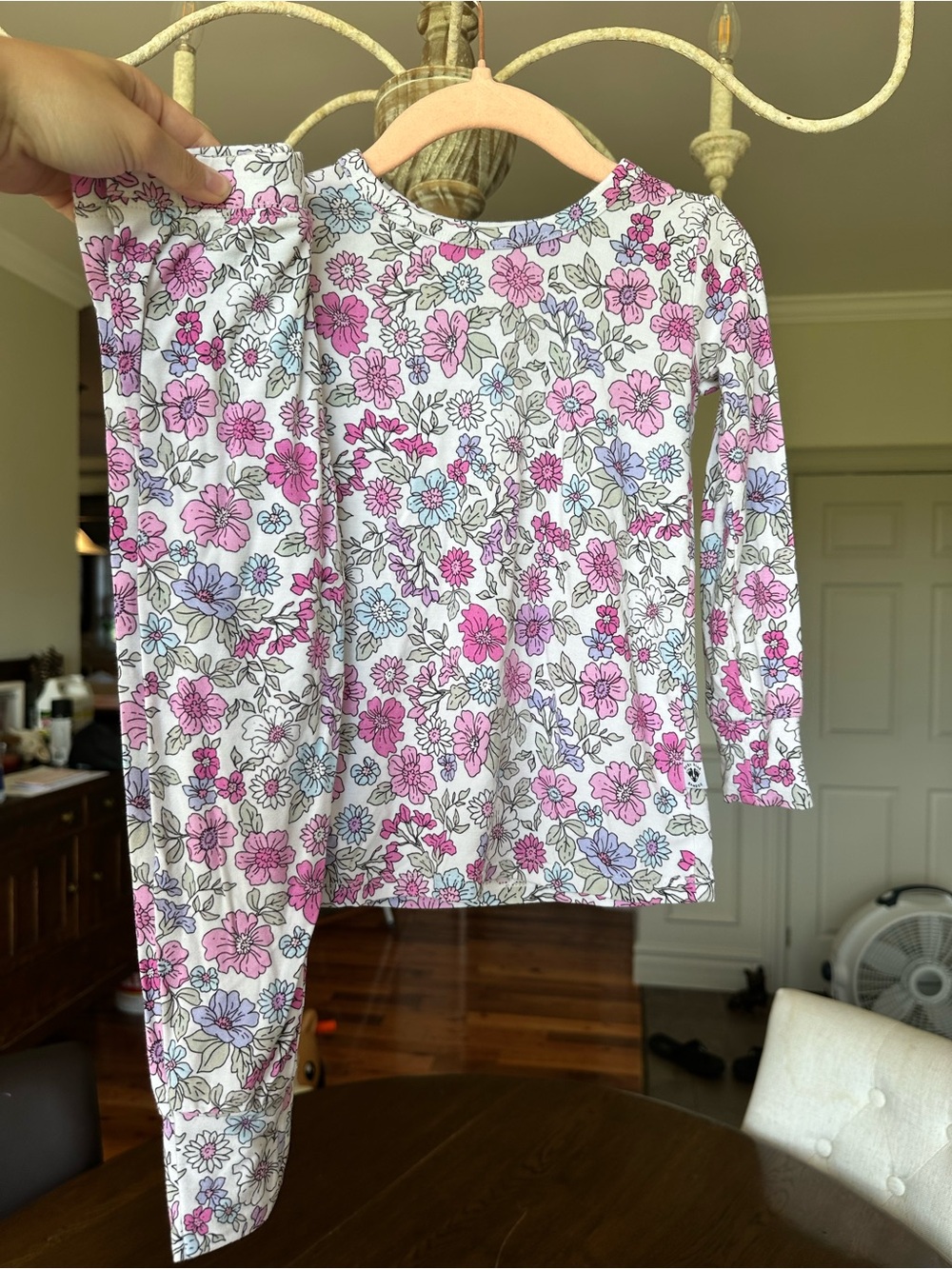 Kids Floral Long Sleeve Bamboo Pajama Set - Pink & Blue Floral